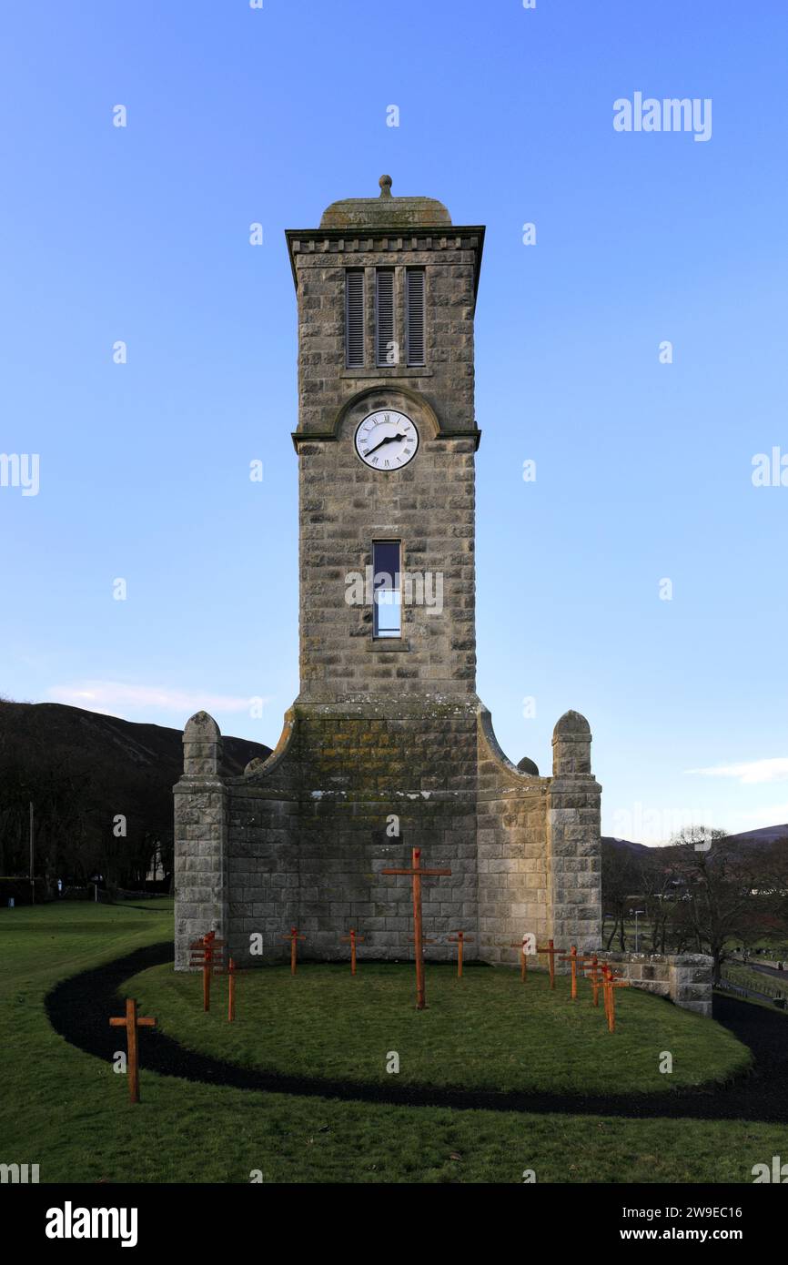 Der war Memorial Tower im Dorf Helmsdale, Ostküste von Sutherland, Schottland, Großbritannien Stockfoto