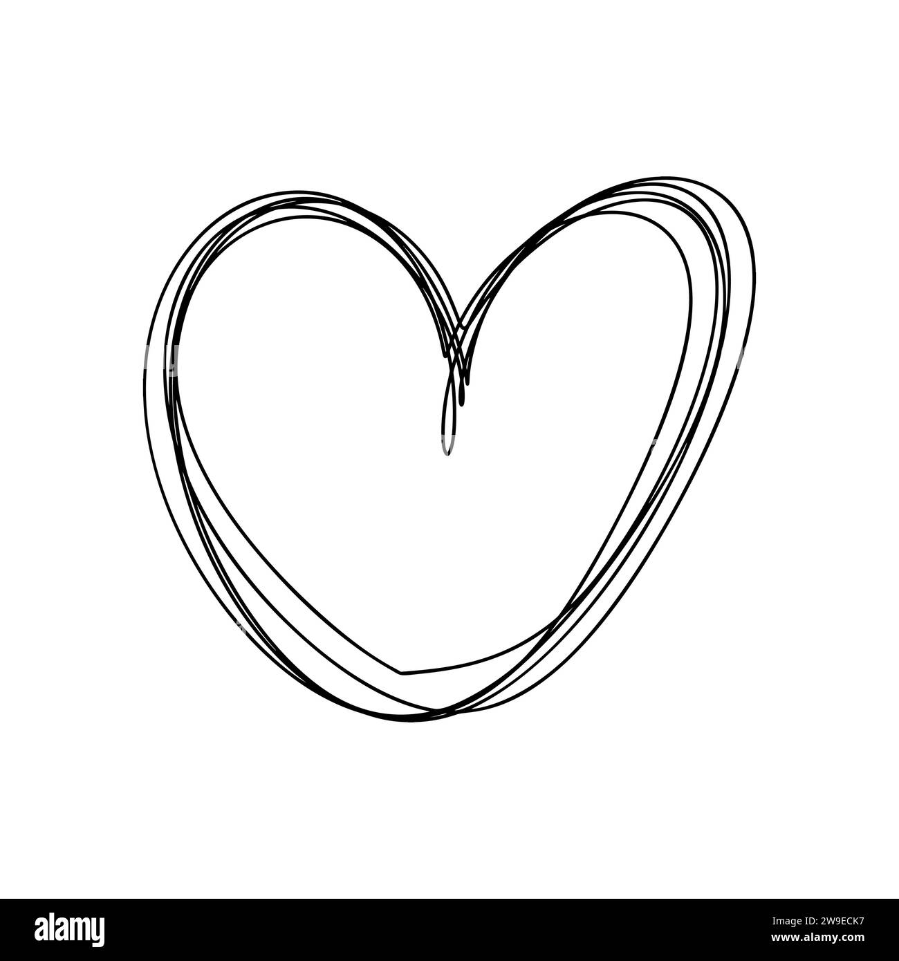 Liebe Herz Vektor Linie Illustration. Schwarze Kontur. Element für Valentinstag Banner, Poster, Grußkarte Stock Vektor