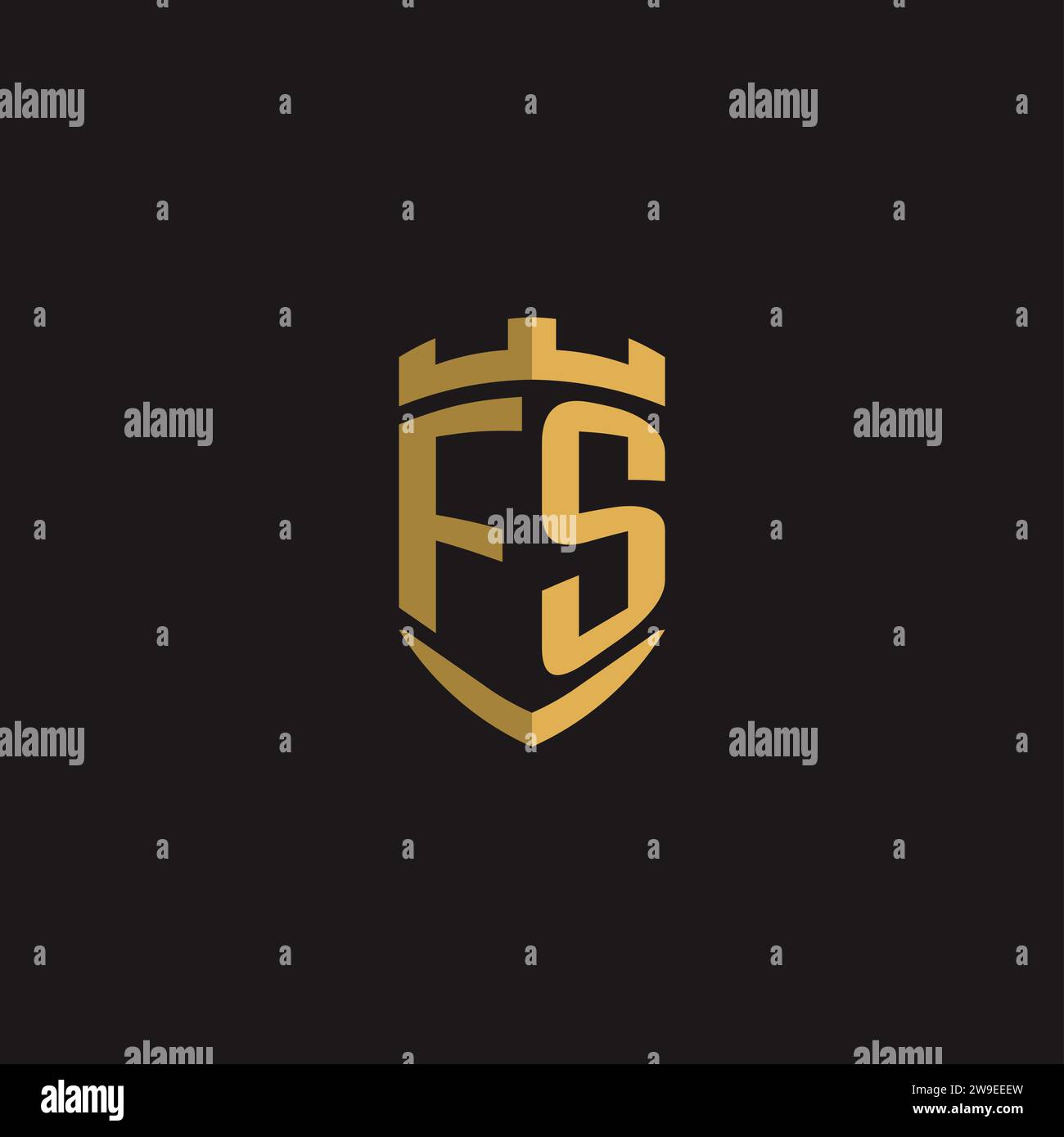 Initialen FS-Logo-Monogramm mit Vektorgrafik im Schilddesign Stock Vektor