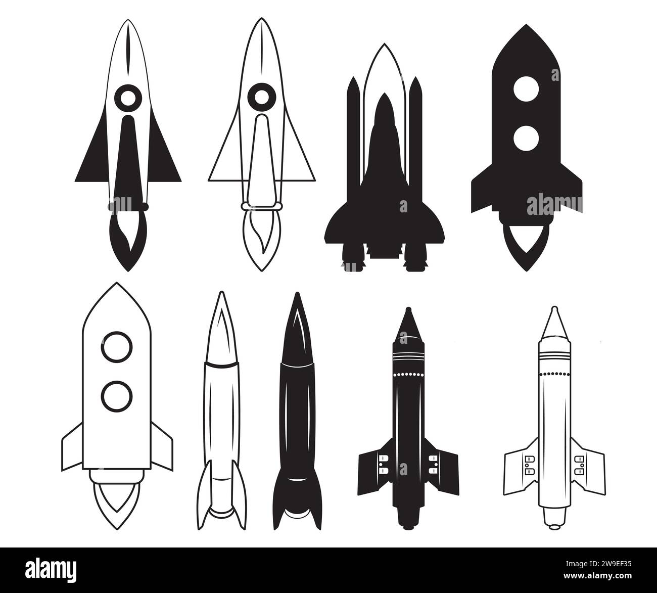 Rocket, Rocket Vector Bundle, Raumschiff, Rocket Clipart, Mid Century Vintage Rockets, Raketenschiff, Space Shuttle Stock Vektor