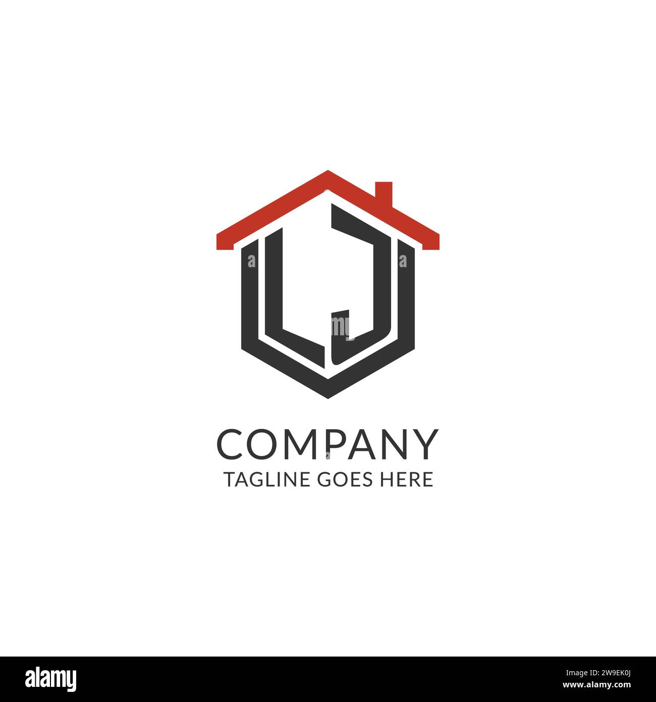 Initial Logo LJ Monogramm mit Hauptdach sechseckförmigem Design, einfache und minimalistische Real Estate Logo Design Vektorgrafik Stock Vektor