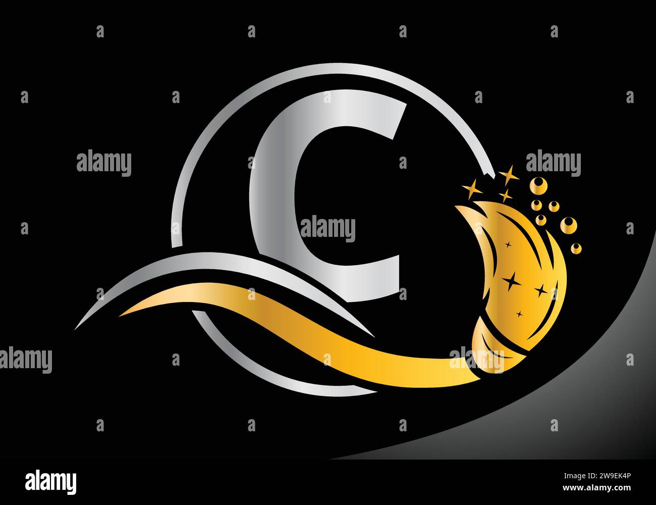 Letter C Reinigungslogo, Reinigungsbürste Logo Design Vector Template. Stock Vektor