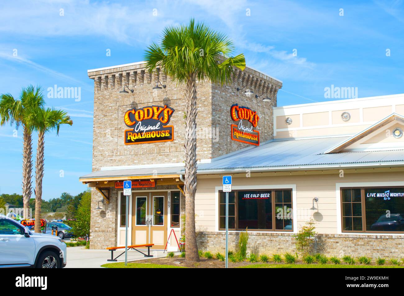 Codys Original Roadhouse Restaurant. Ein unterhaltsames, zwangloses, familienfreundliches Roadhouse, das handgeschnittene Steaks und „Just Plain Good Food“ serviert Stockfoto
