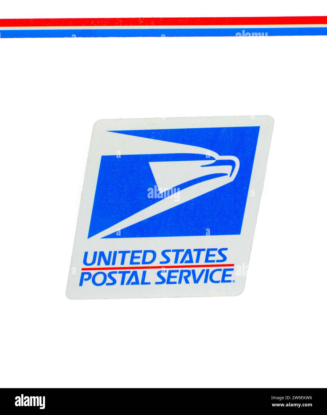 Ocala, Florida, USA 2. November 2023 USPS United States Postdienst rot weiß und blau Konzeptfarben mit American kahlköpfigem Kahladler Maskottchen Logo e Stockfoto
