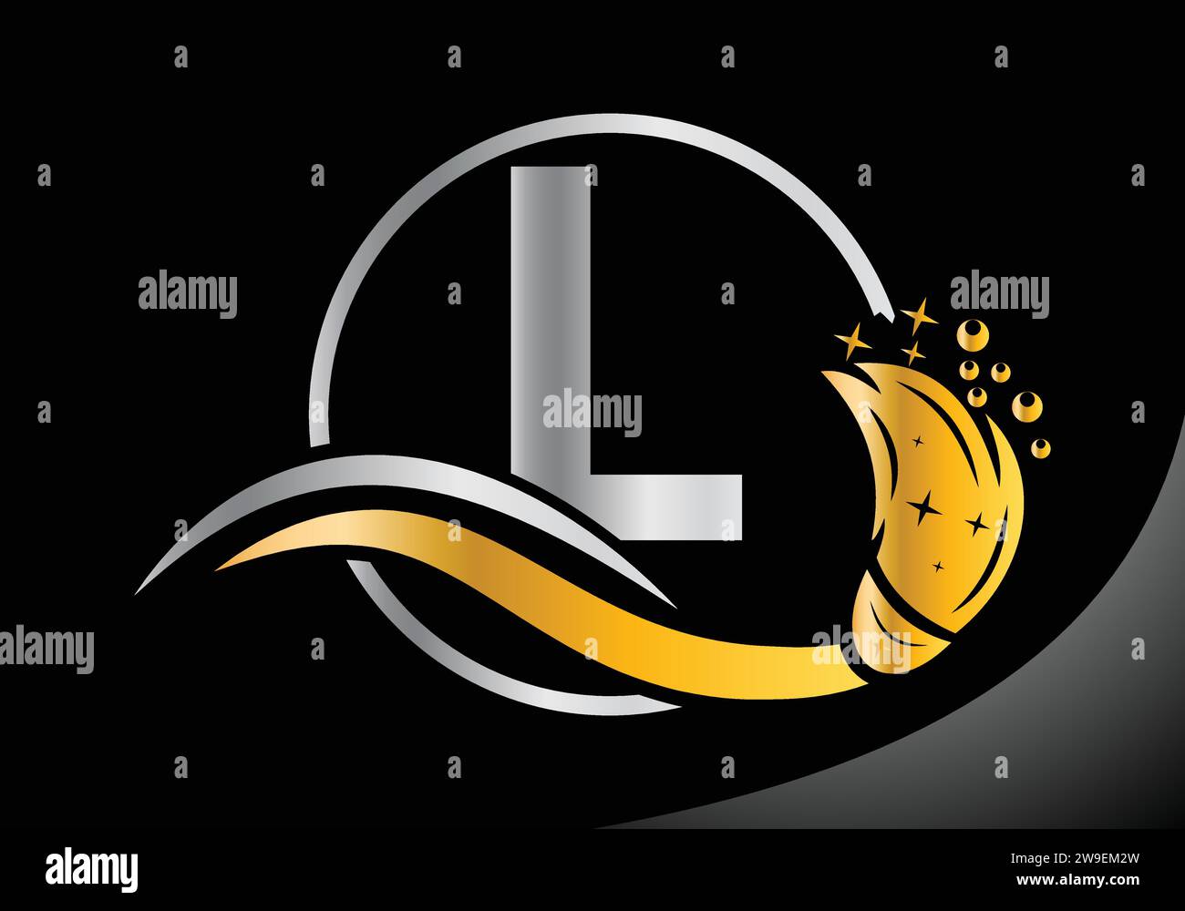 Letter L Reinigungslogo, Reinigungsbürste Logo Design Vector Template. Stock Vektor