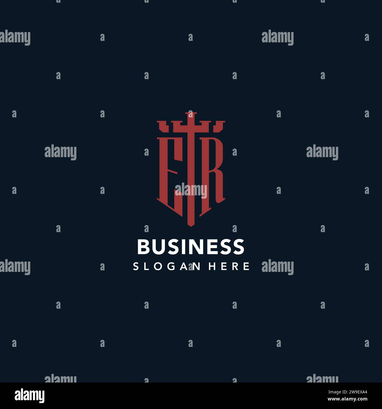 Erste Monogramm-Logos mit Design-Ideen für Schwert- und Schildform Stock Vektor