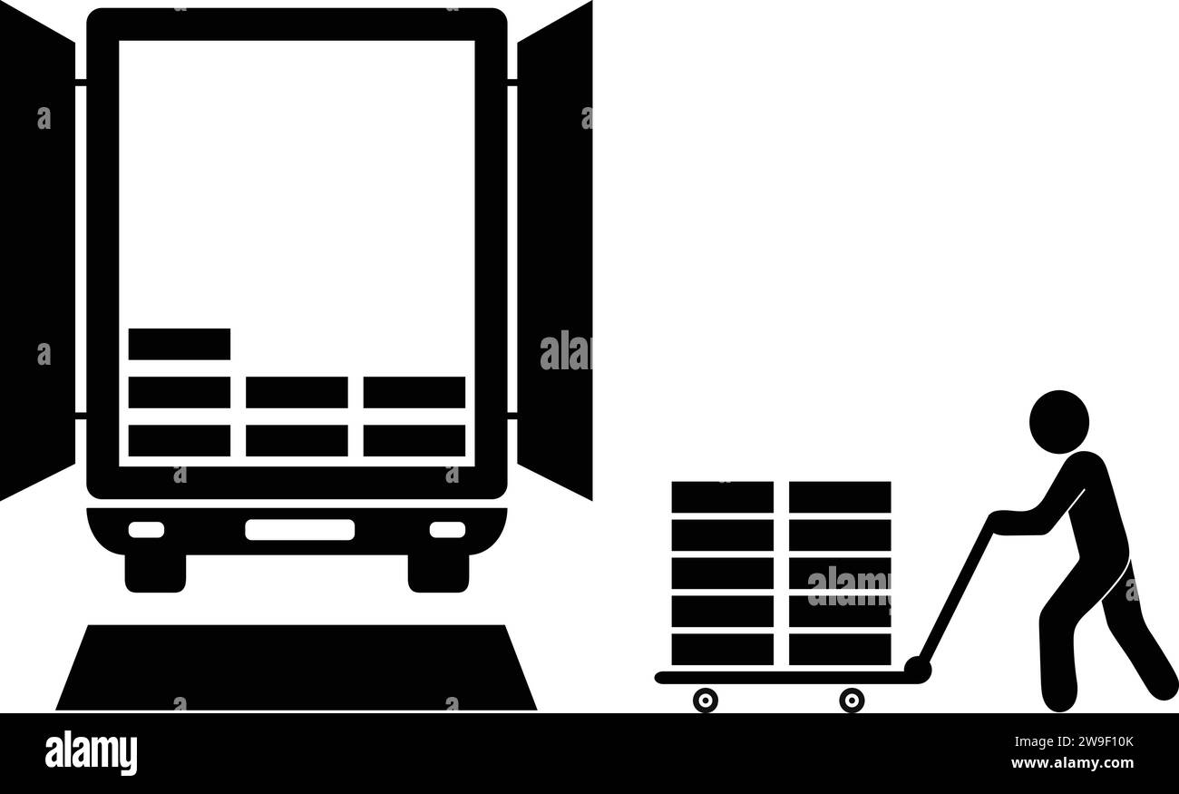 Beladung von Material aus LKW | Transportgüter |Beladen von Lagermaterial | Verladen von Sendungen Stock Vektor