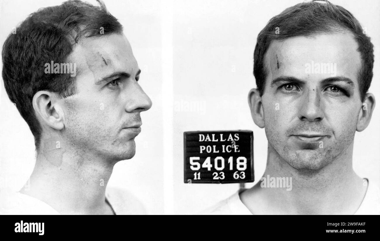 Lee Harvey Oswald, Fahndungsfoto von Lee Harvey Oswald, Lee Harvey Oswald (1939–1963) Veteran der US-Marine, der am 22. November 1963 John F. Kennedy, den 35. Präsidenten der Vereinigten Staaten, ermordet hat. Stockfoto