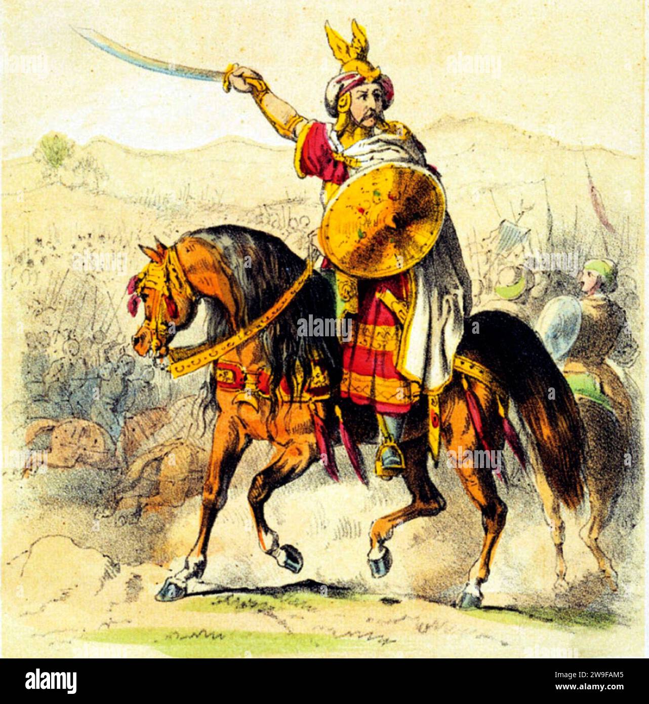 Ṭāriq ibn Ziyād, bekannt als Tarik, war ein Befehlshaber der Umayyaden, der die muslimische Eroberung des westgotischen Hispaniens in den Jahren 711–718 n. Chr. initiierte. Stockfoto