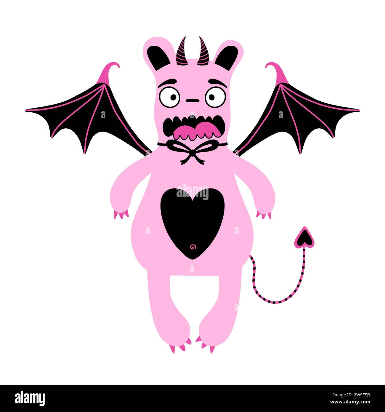 Liebe Monster mit Flügelmuster zum Einpacken von Papier, Stoffen und Bettwäsche sowie Kinderbekleidung und festlichen Verpackungen und Februar-Verpackungen. Hoch q Stockfoto