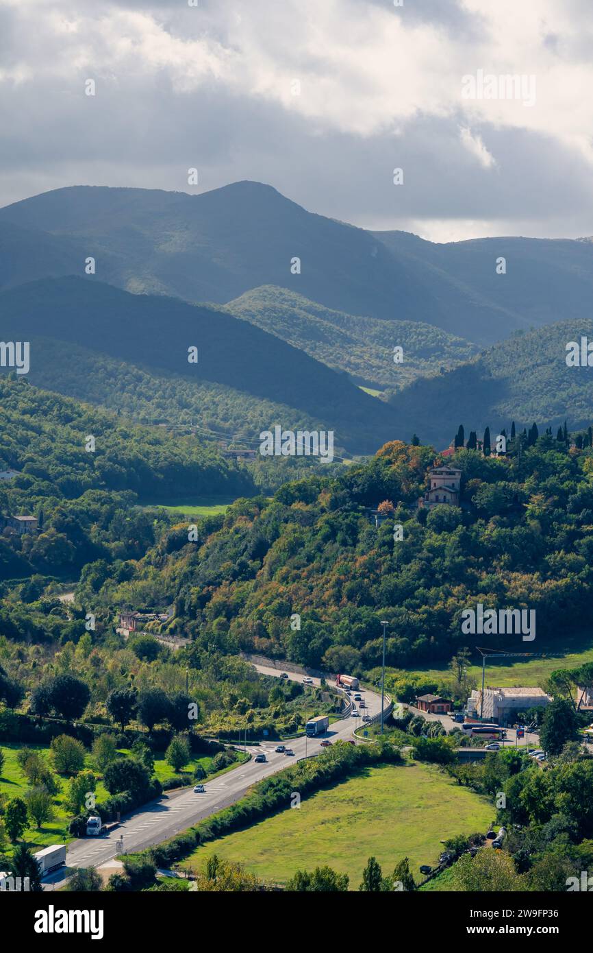 vista dalla Rocca Albornoziana - Spoleto Stockfoto