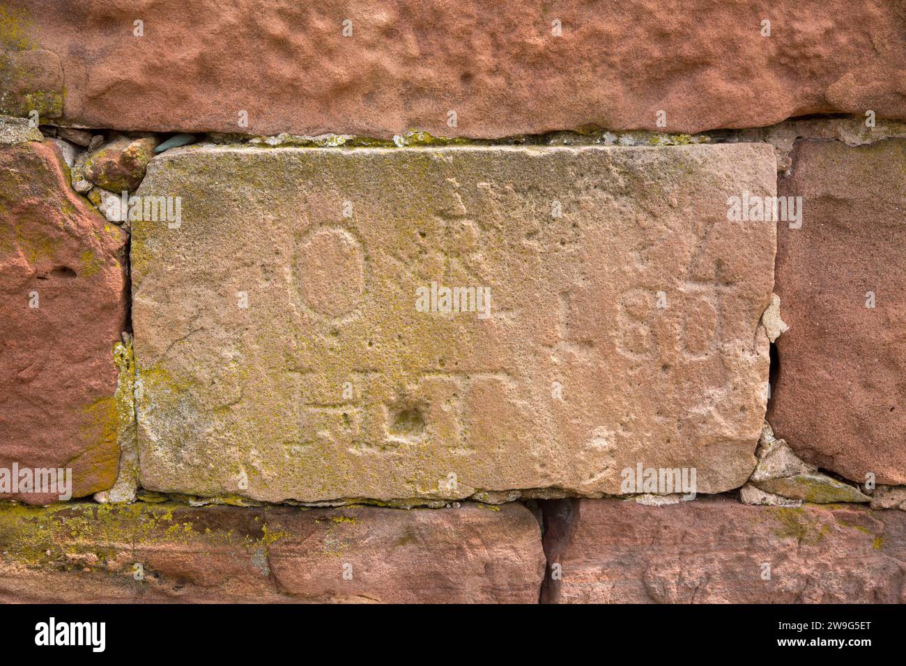 Blockinschrift, Old New-Gate Prison & Copper Mine Archaeological Preserve, Connecticut Stockfoto