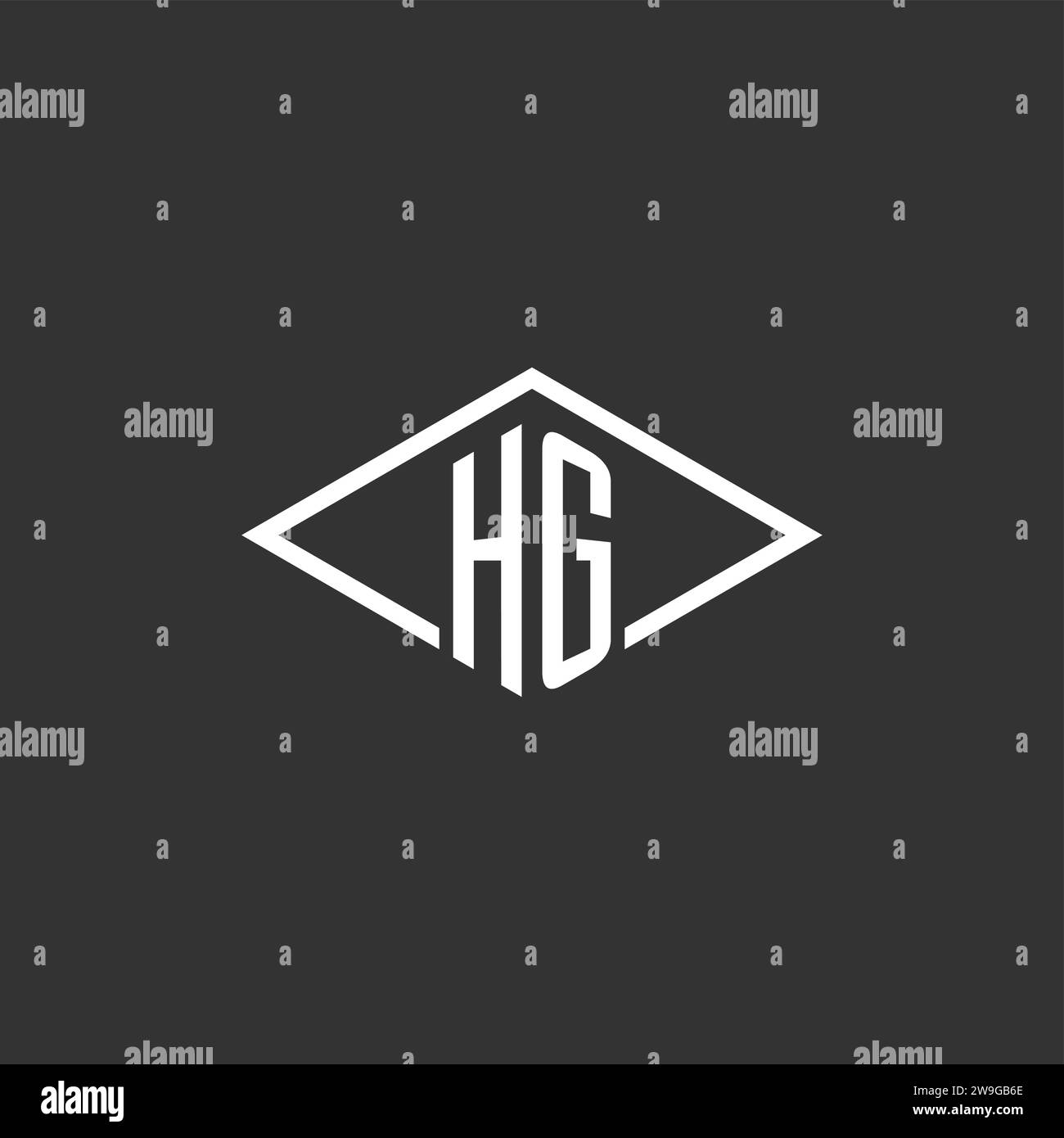 Initialen HG-Logo-Monogramm mit einfacher Diamantlinie Design Vektorgrafik Stock Vektor