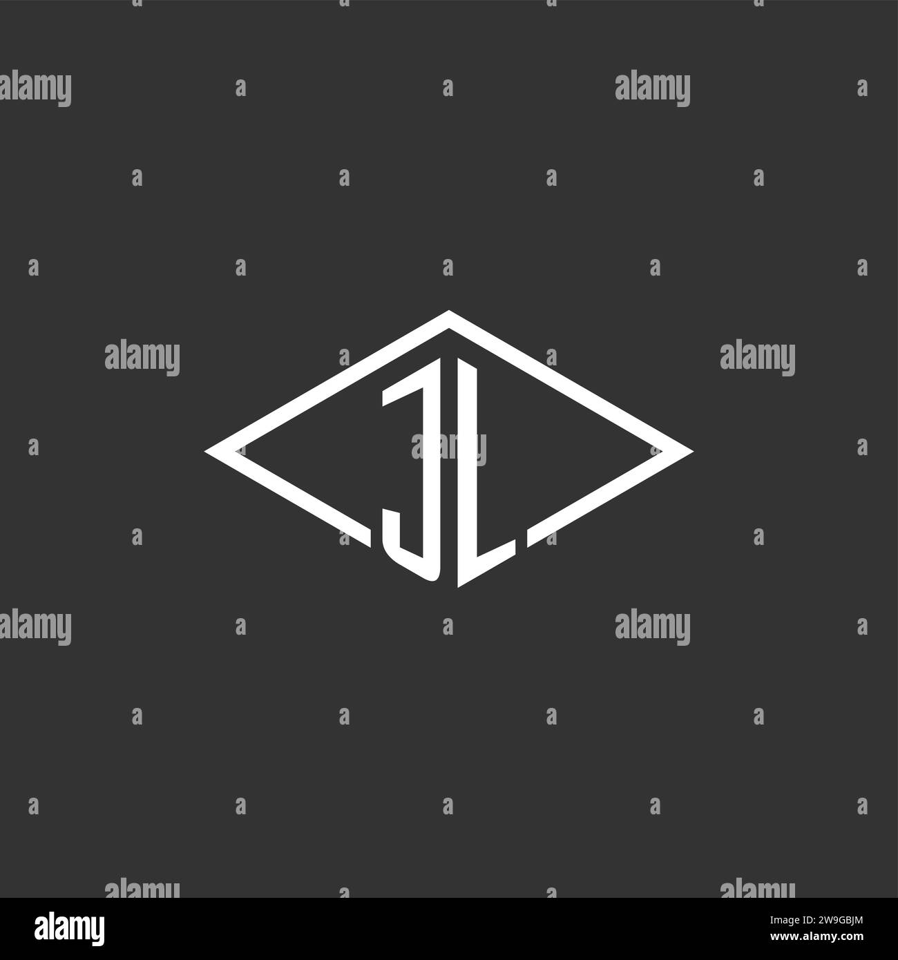 Initialen JL-Logo-Monogramm mit einfacher Diamantlinie Design-Vektorgrafik Stock Vektor