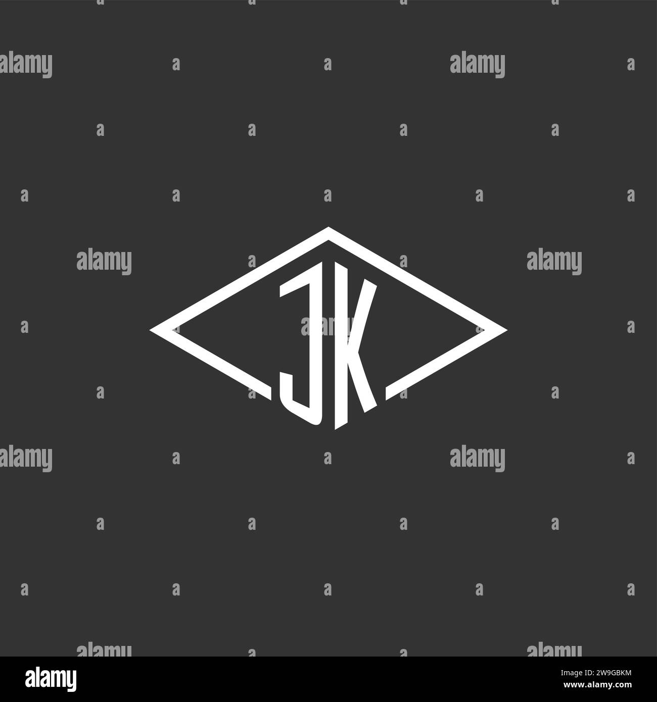 Initialen JK Logo Monogramm mit einfacher Diamantlinie Design Vektor Grafik Stock Vektor