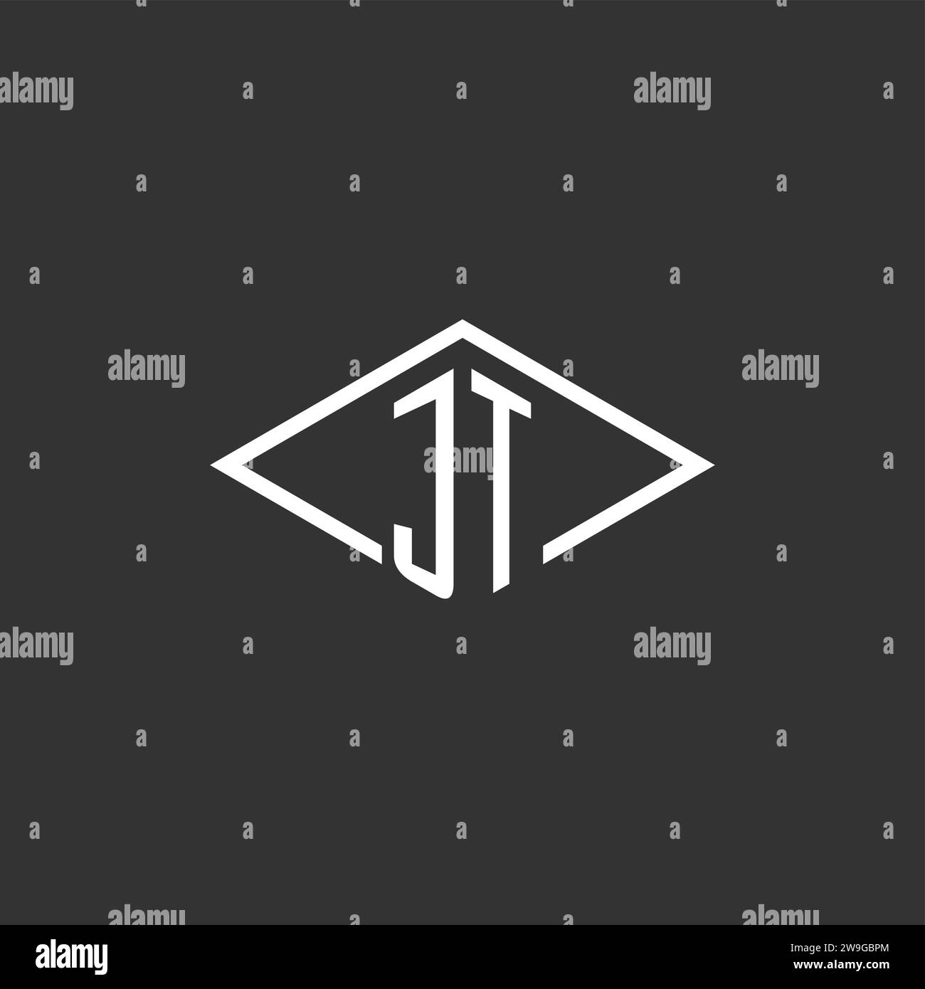 Initialen JT-Logo-Monogramm mit einfacher Diamantlinie Design-Vektor-Grafik Stock Vektor