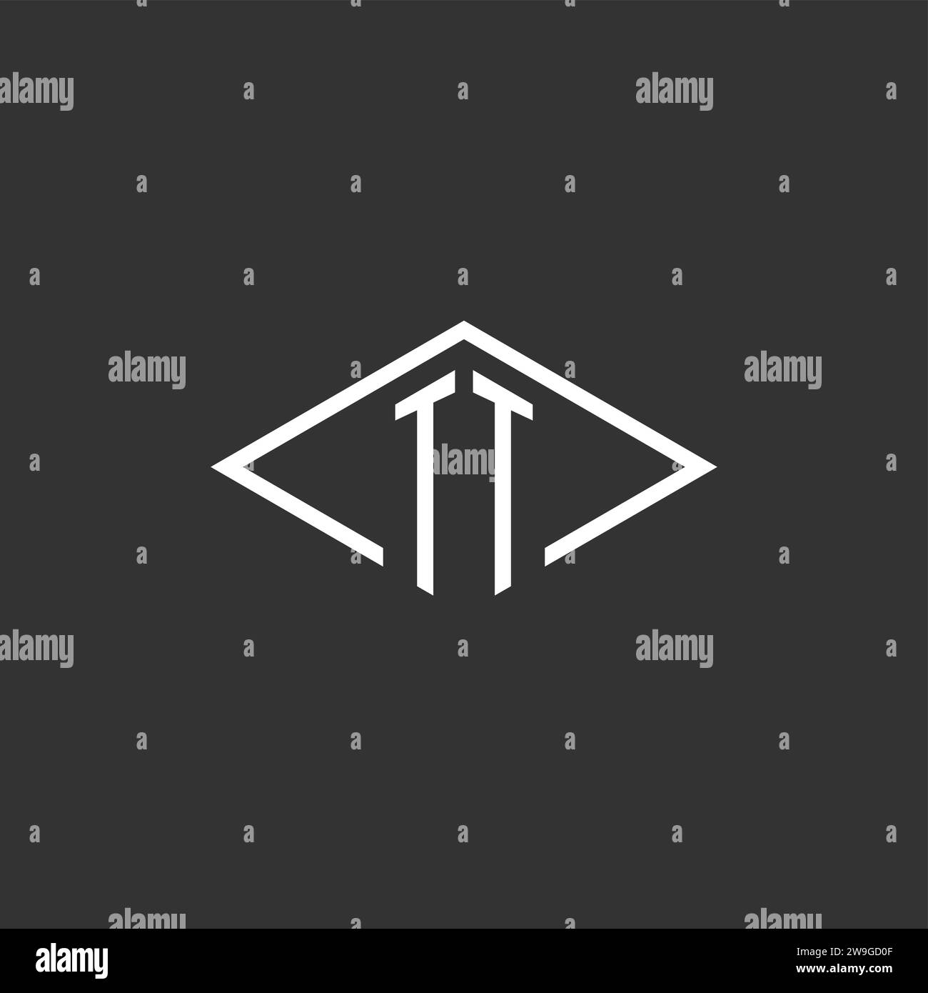 Initialen TT-Logo-Monogramm mit einfacher Diamantlinie Design Vektorgrafik Stock Vektor