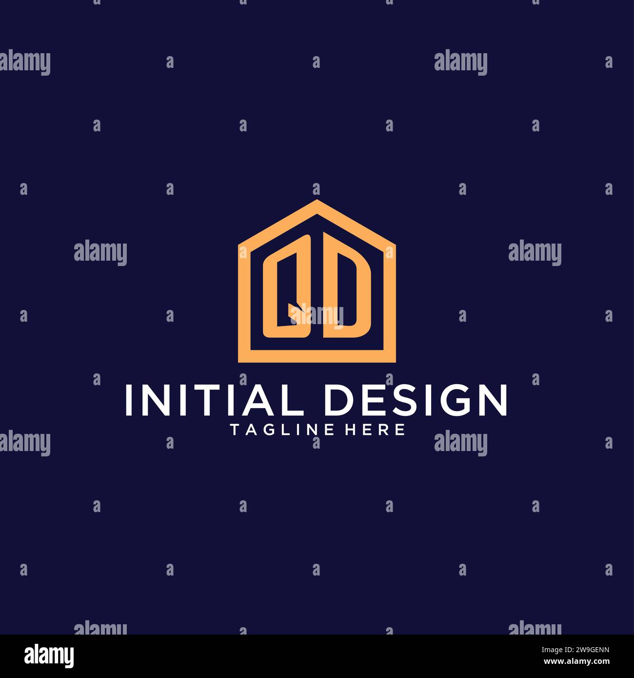 Erstes QD-Logo mit abstrakter Wohnform, modernes minimalistisches Realty Logo Design Ideen Vektorgrafik Stock Vektor