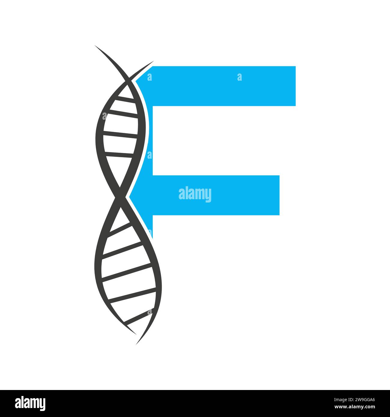 DNA-Logo auf Buchstabe F Vektor-Vorlage für Healthcare-Zeichen Stock Vektor