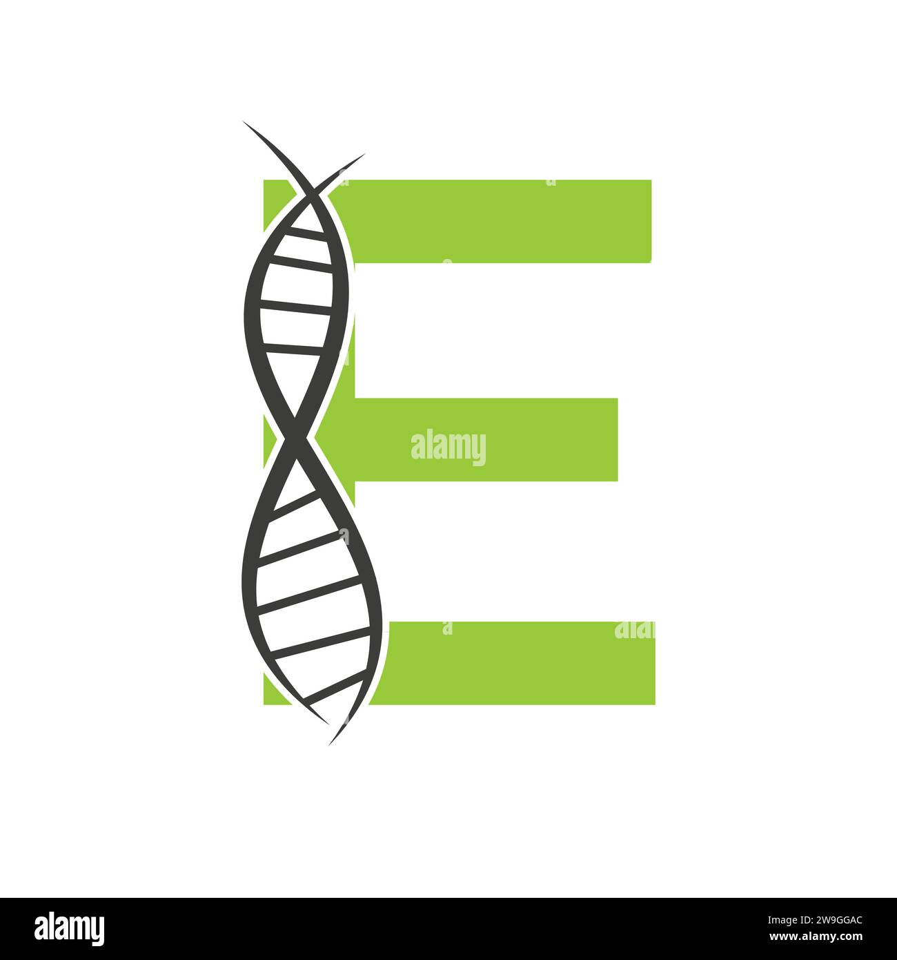 DNA-Logo auf Buchstabe E Vektor-Vorlage für Healthcare-Zeichen Stock Vektor