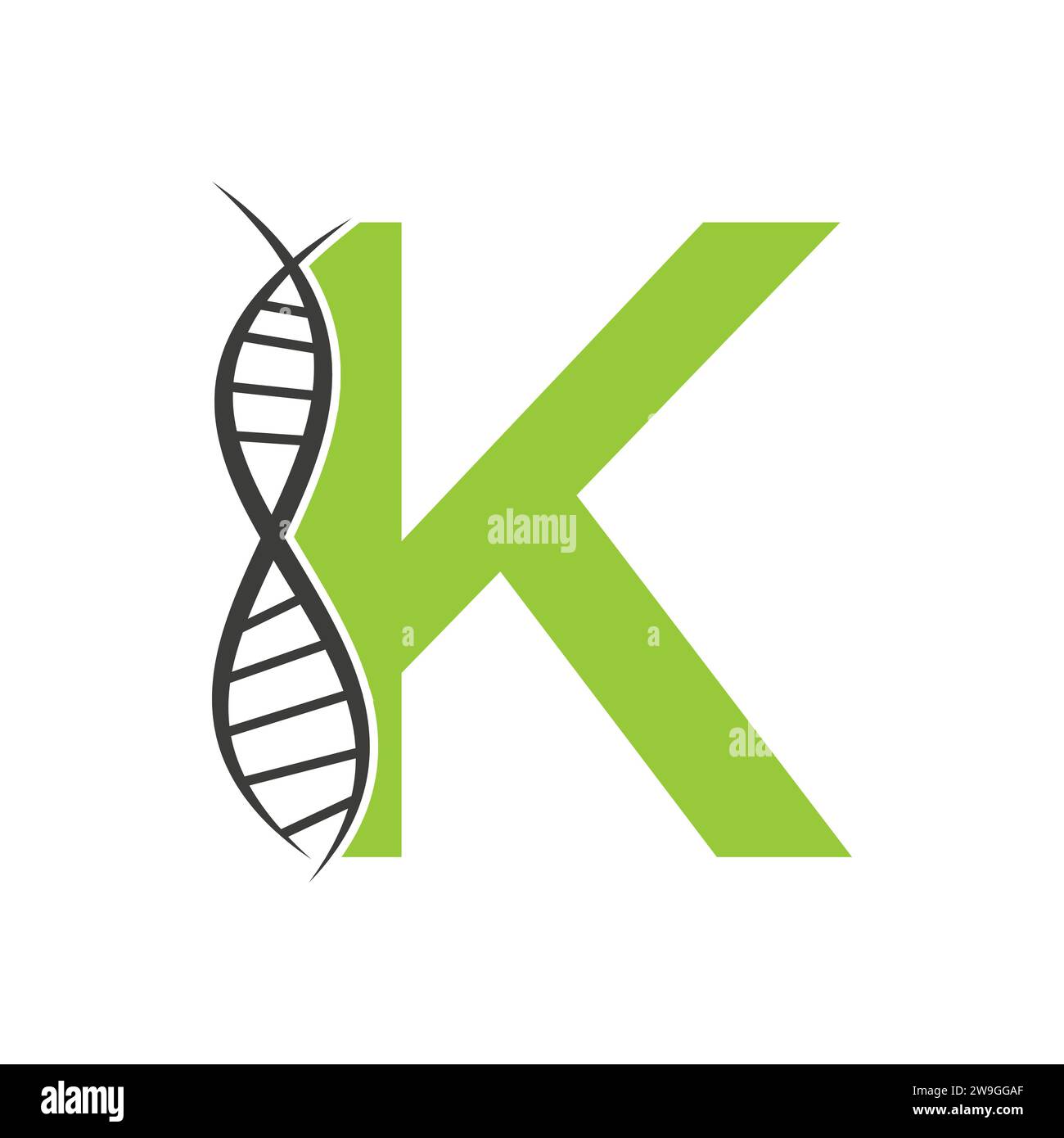 DNA-Logo auf Buchstabe K Vektor-Vorlage für Healthcare-Zeichen Stock Vektor