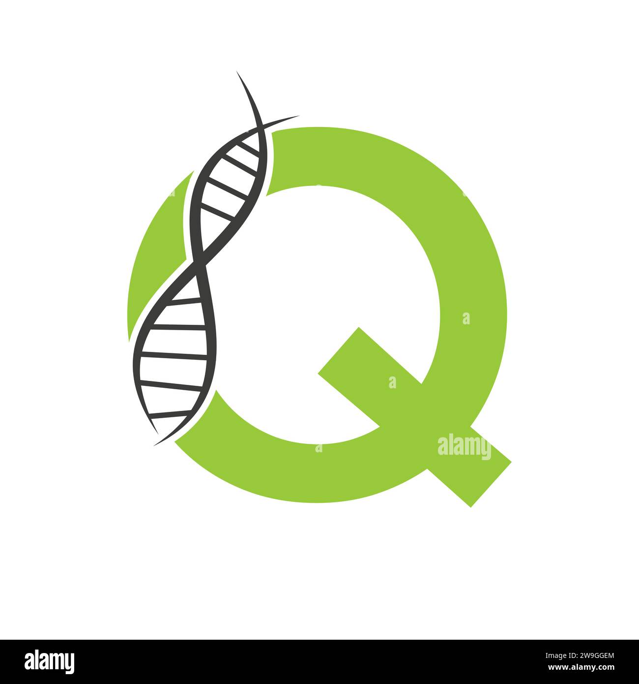 DNA-Logo auf Buchstabe Q Vektor-Vorlage für Healthcare-Zeichen Stock Vektor