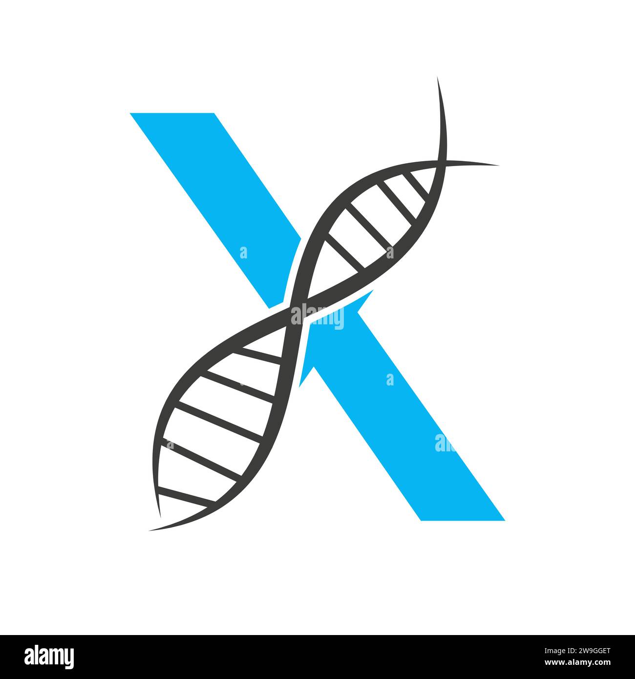 DNA-Logo auf Buchstabe X Vektor-Vorlage für Healthcare-Zeichen Stock Vektor