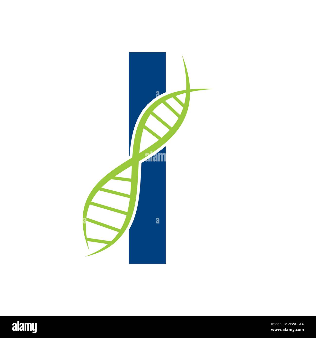 DNA-Logo auf Buchstabe I Vektor-Vorlage für Healthcare-Zeichen Stock Vektor