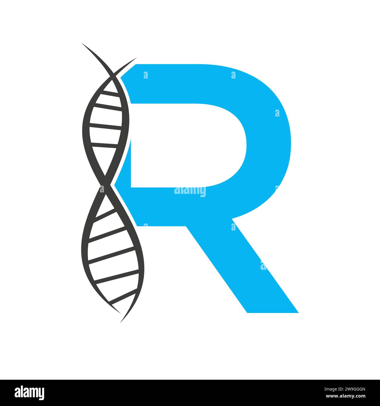 DNA-Logo auf Buchstabe R Vektor-Vorlage für Healthcare-Zeichen Stock Vektor