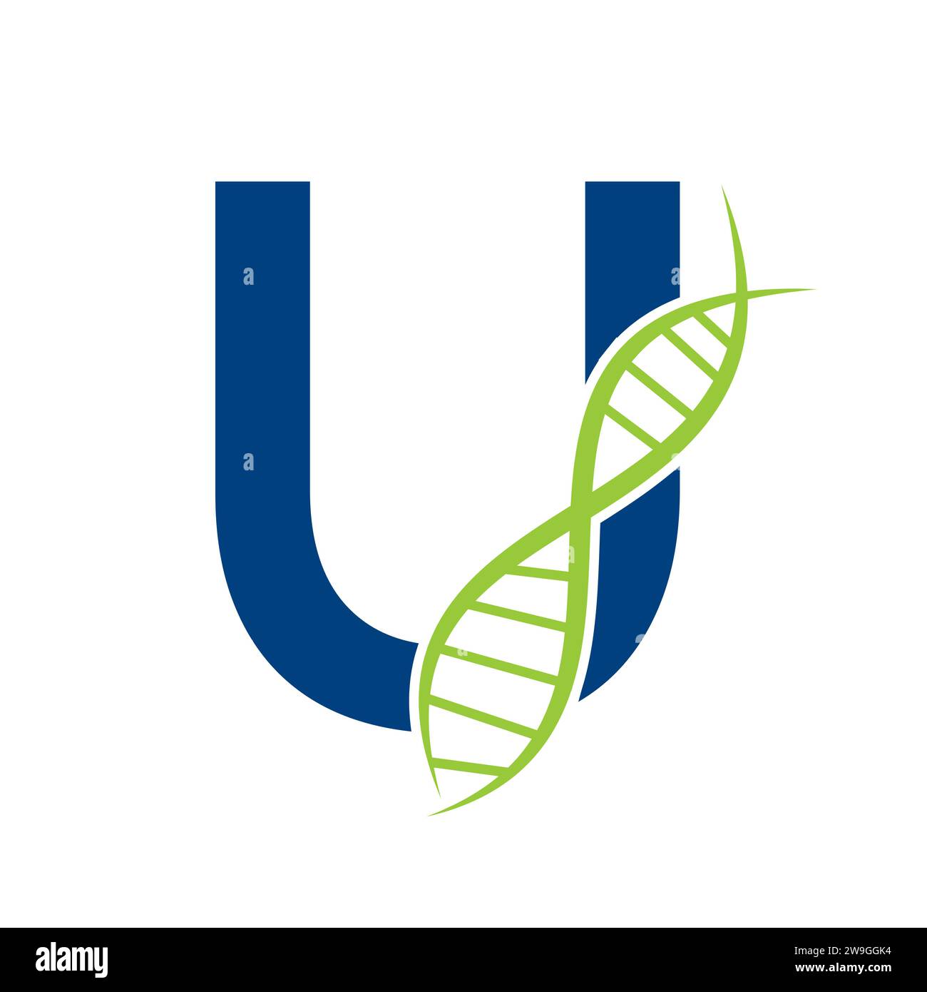 DNA-Logo auf Buchstabe U Vektor-Vorlage für Healthcare-Zeichen Stock Vektor