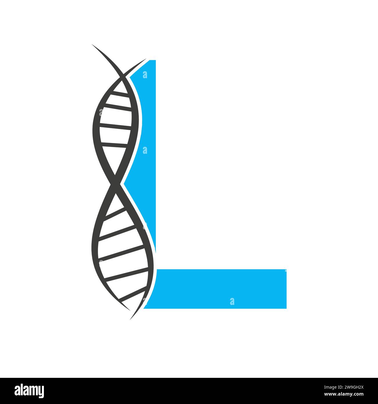 DNA-Logo auf Buchstabe L Vektor-Vorlage für Healthcare-Zeichen Stock Vektor