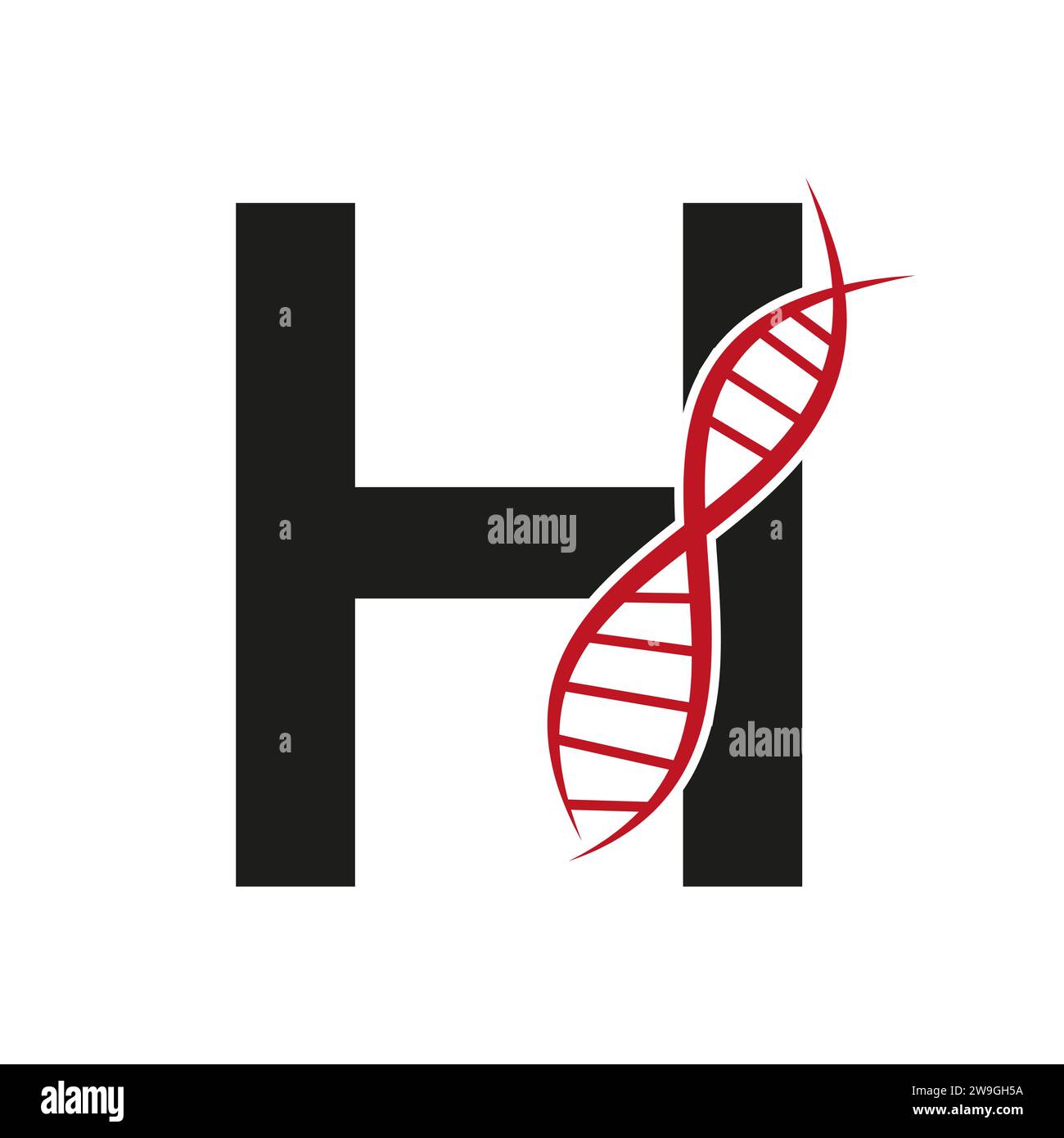 DNA-Logo auf Buchstabe H Vektor-Vorlage für Healthcare-Zeichen Stock Vektor