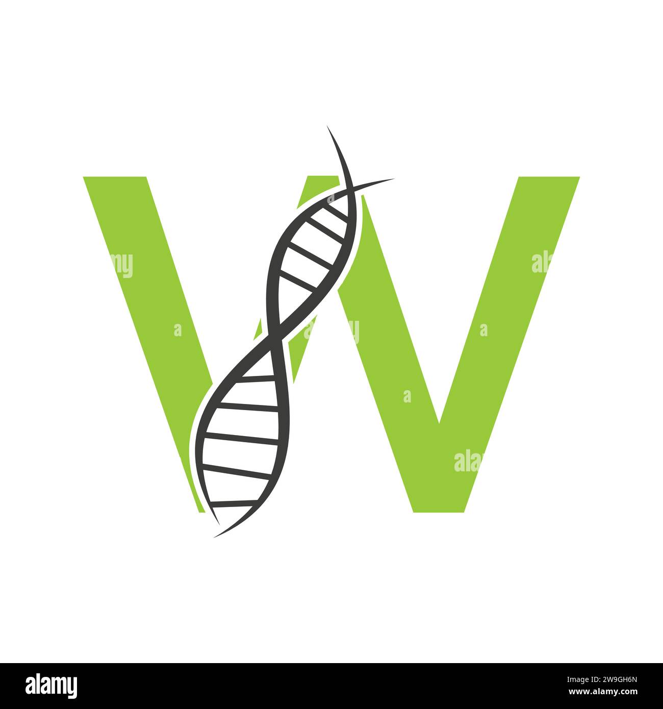 DNA-Logo auf Buchstabe W Vektor-Vorlage für Healthcare-Zeichen Stock Vektor