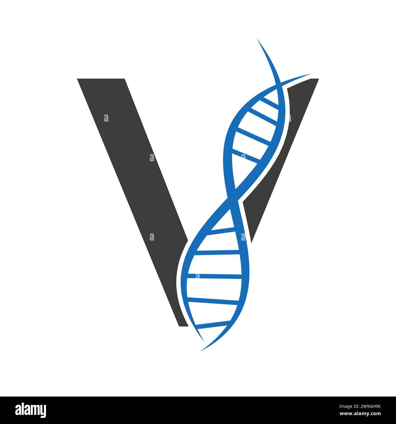 DNA-Logo auf Buchstabe V Vektor-Vorlage für Healthcare-Zeichen Stock Vektor