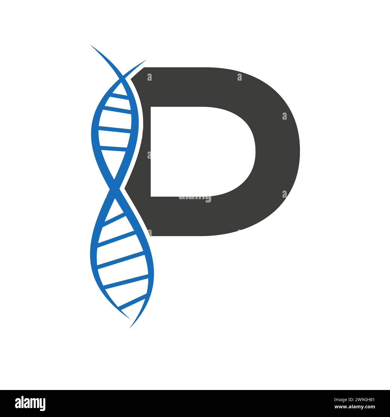 DNA-Logo auf Buchstabe P Vektor-Vorlage für Healthcare-Zeichen Stock Vektor