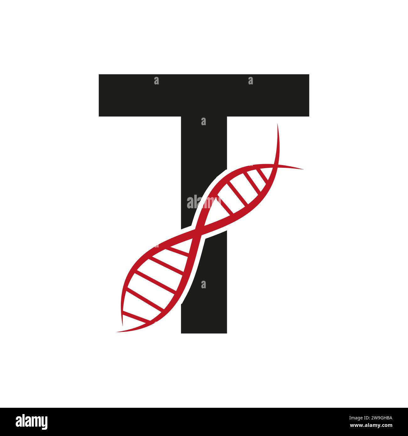 DNA-Logo auf Buchstabe T-Vektor-Vorlage für Healthcare-Zeichen Stock Vektor