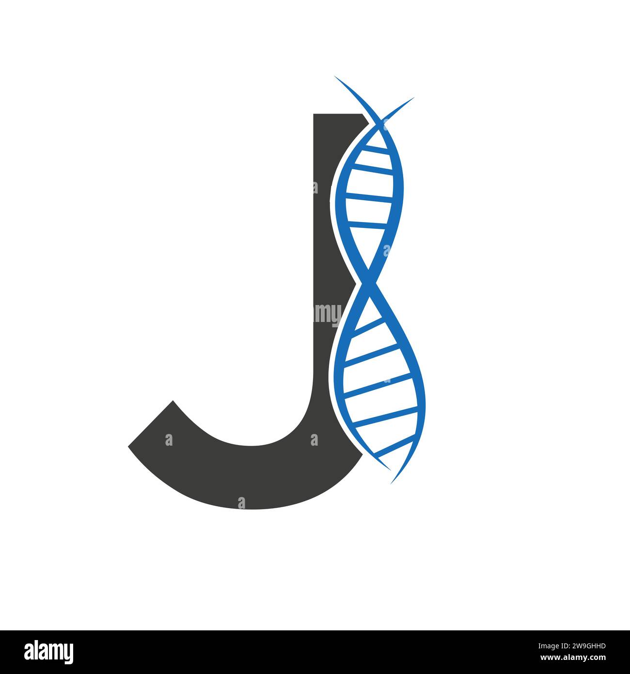 DNA-Logo auf Buchstabe J Vektor-Vorlage für Healthcare-Zeichen Stock Vektor