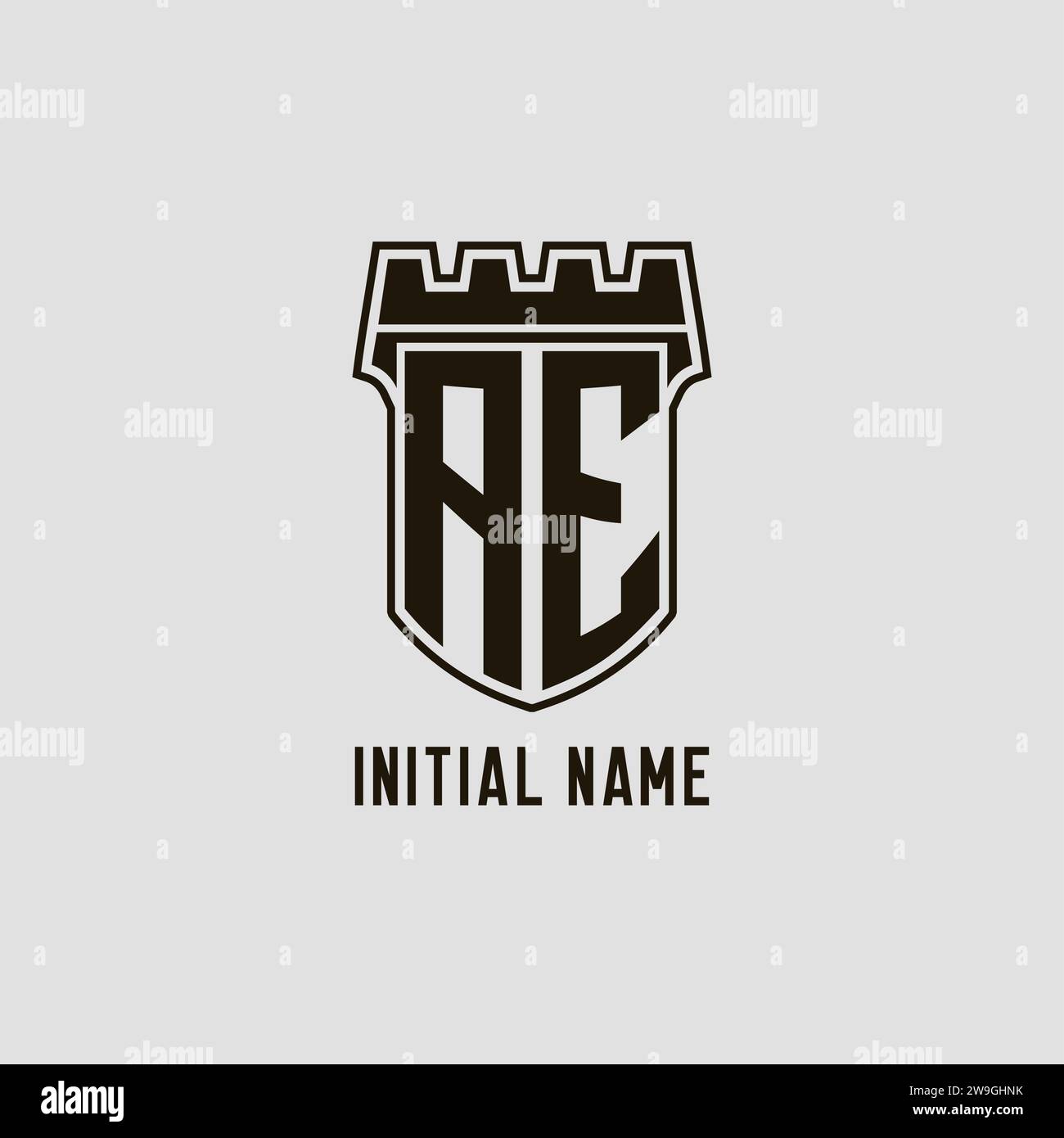 Monogramm AE mit Schild Festung Logo Design Vektorgrafik Stock Vektor