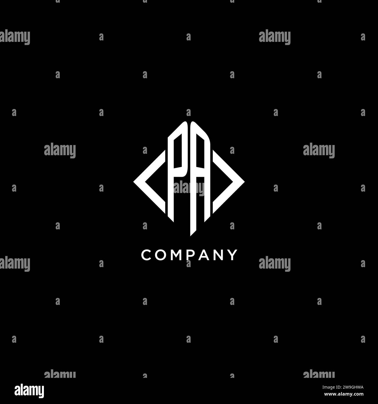 PA-Initialmonogramm mit rautenförmigem Logo Stock Vektor