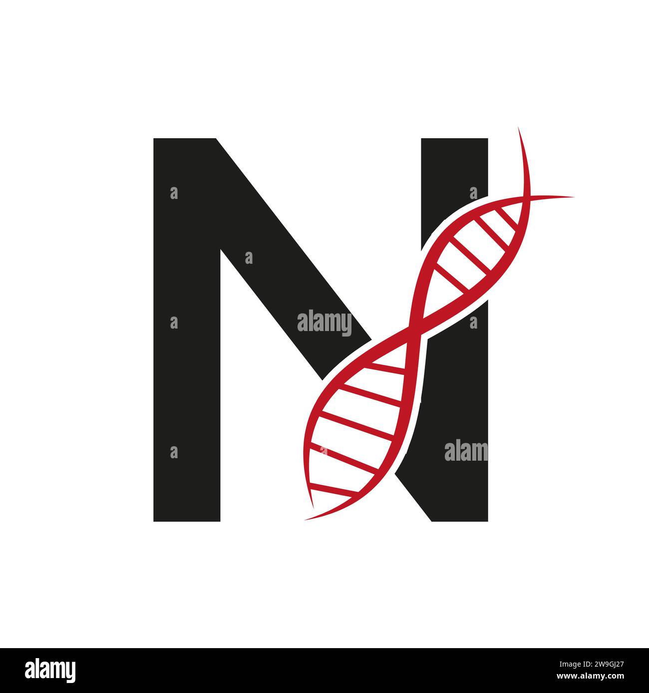 DNA-Logo auf Buchstabe N Vektor-Vorlage für Healthcare-Zeichen Stock Vektor
