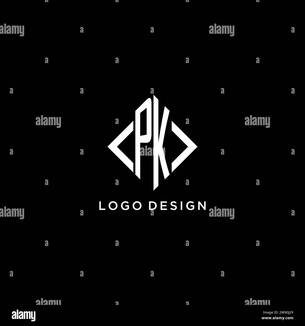 PK Initial Monogramm mit rautenförmigen Logodesigns Stock Vektor