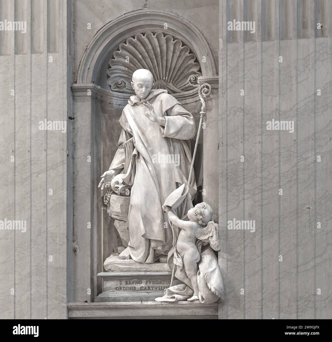 Statue des hl. Bruno im Petersdom, Vatikan, Rom, Italien. Stockfoto