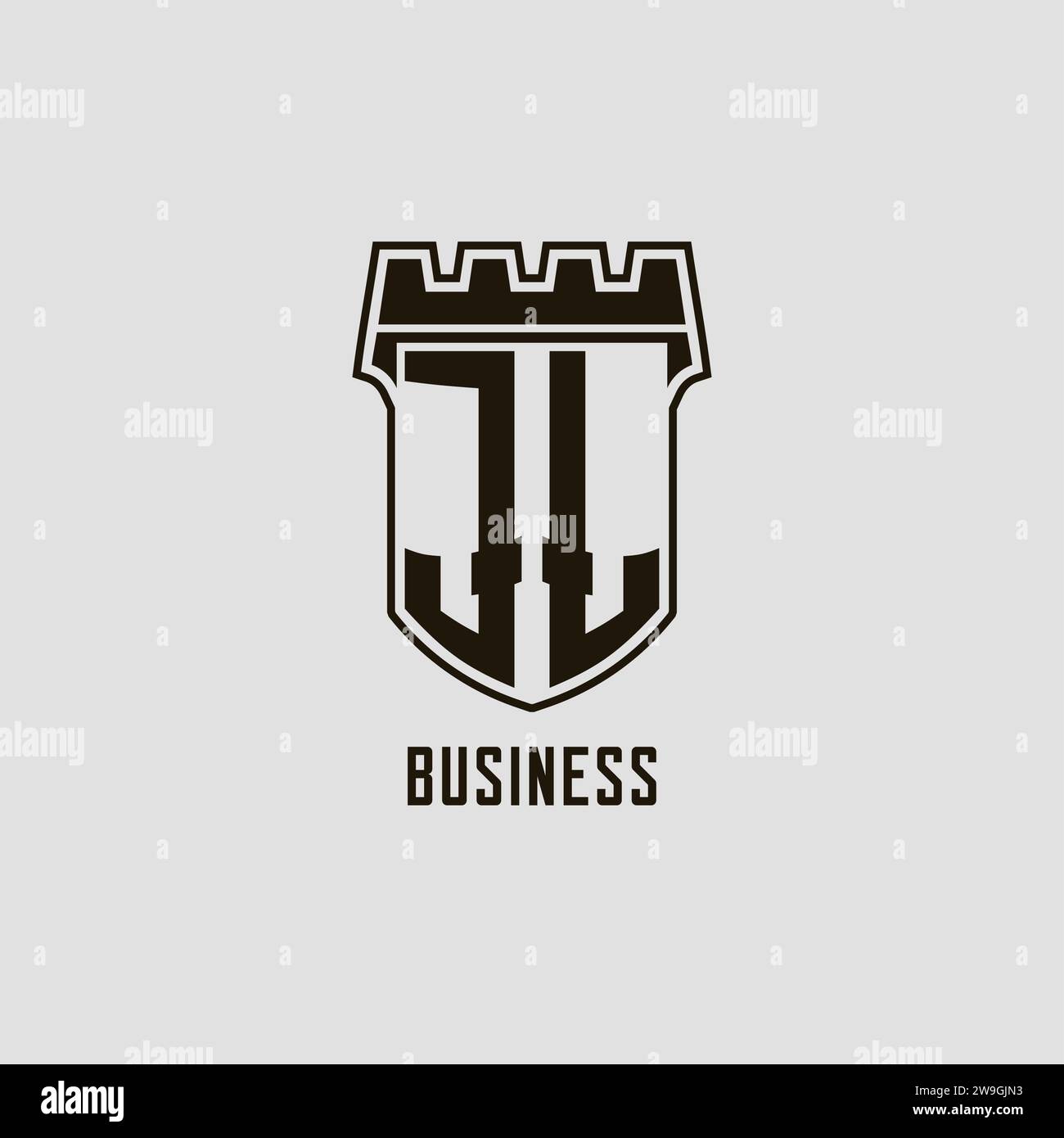 Monogramm JL mit Schild Festung Logo Design Vektorgrafik Stock Vektor