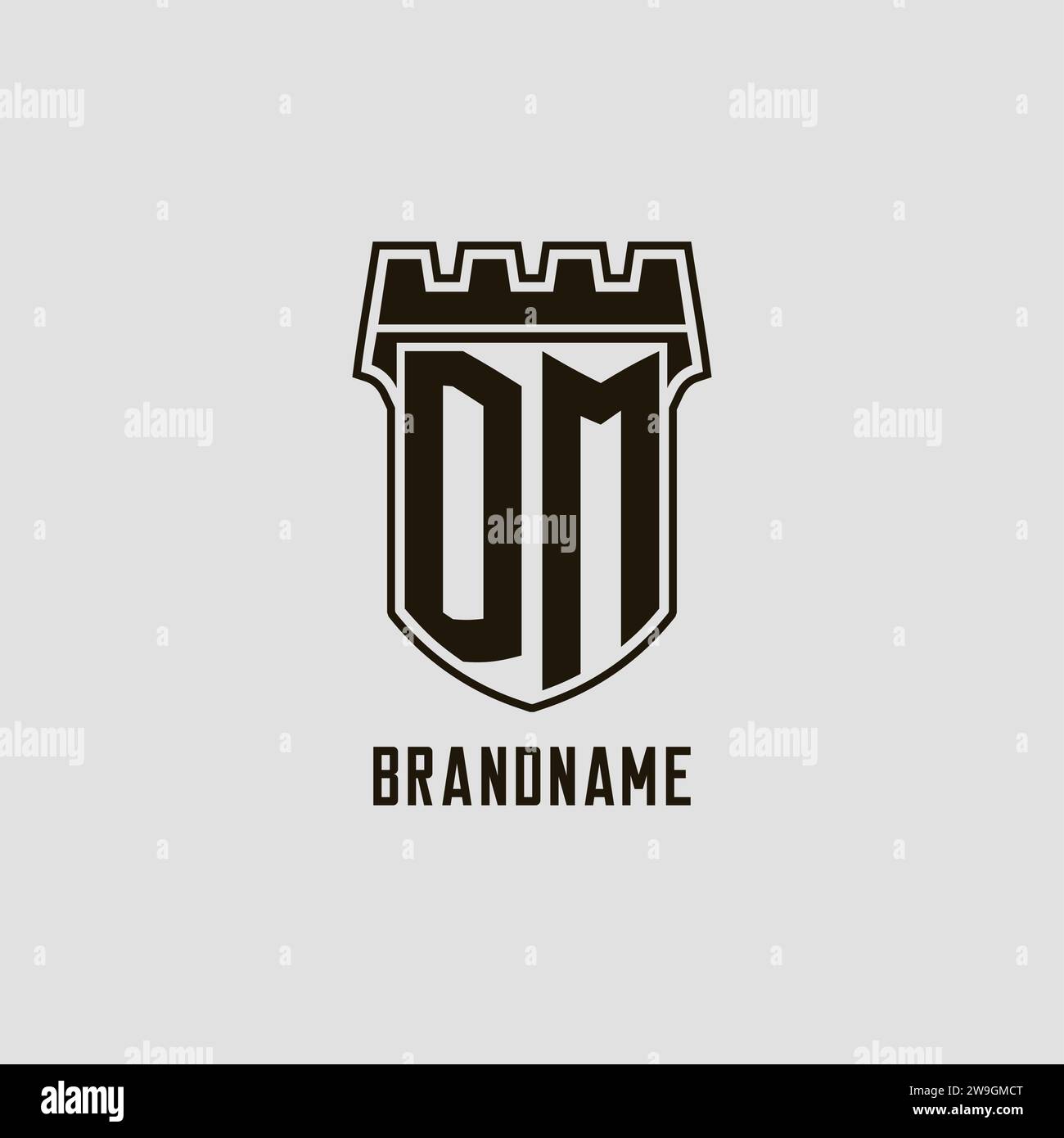 Monogramm DM mit Schild Festung Logo Design Vektorgrafik Stock Vektor