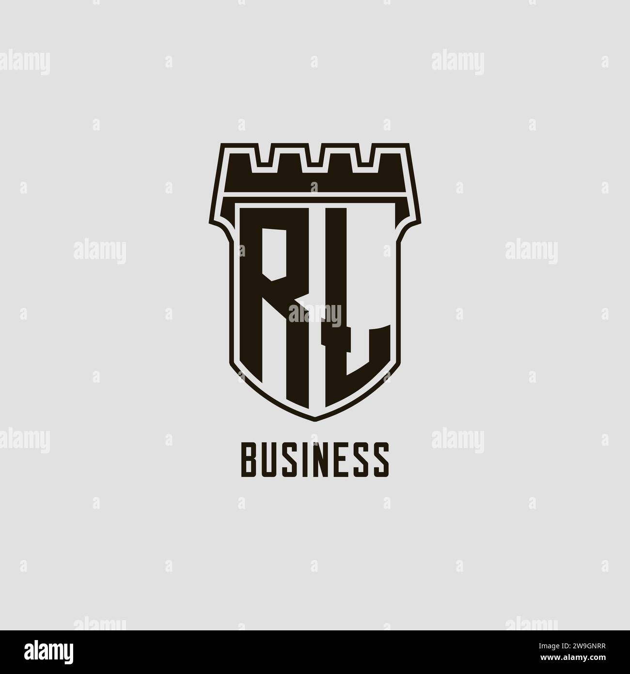 Monogramm RL mit Schild Festung Logo Design Vektorgrafik Stock Vektor