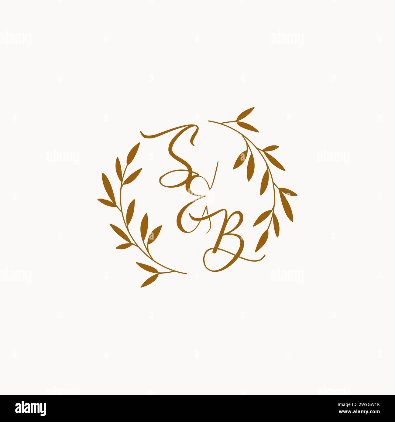 SB Initial Hochzeitsmonogramm-Logo Stock Vektor