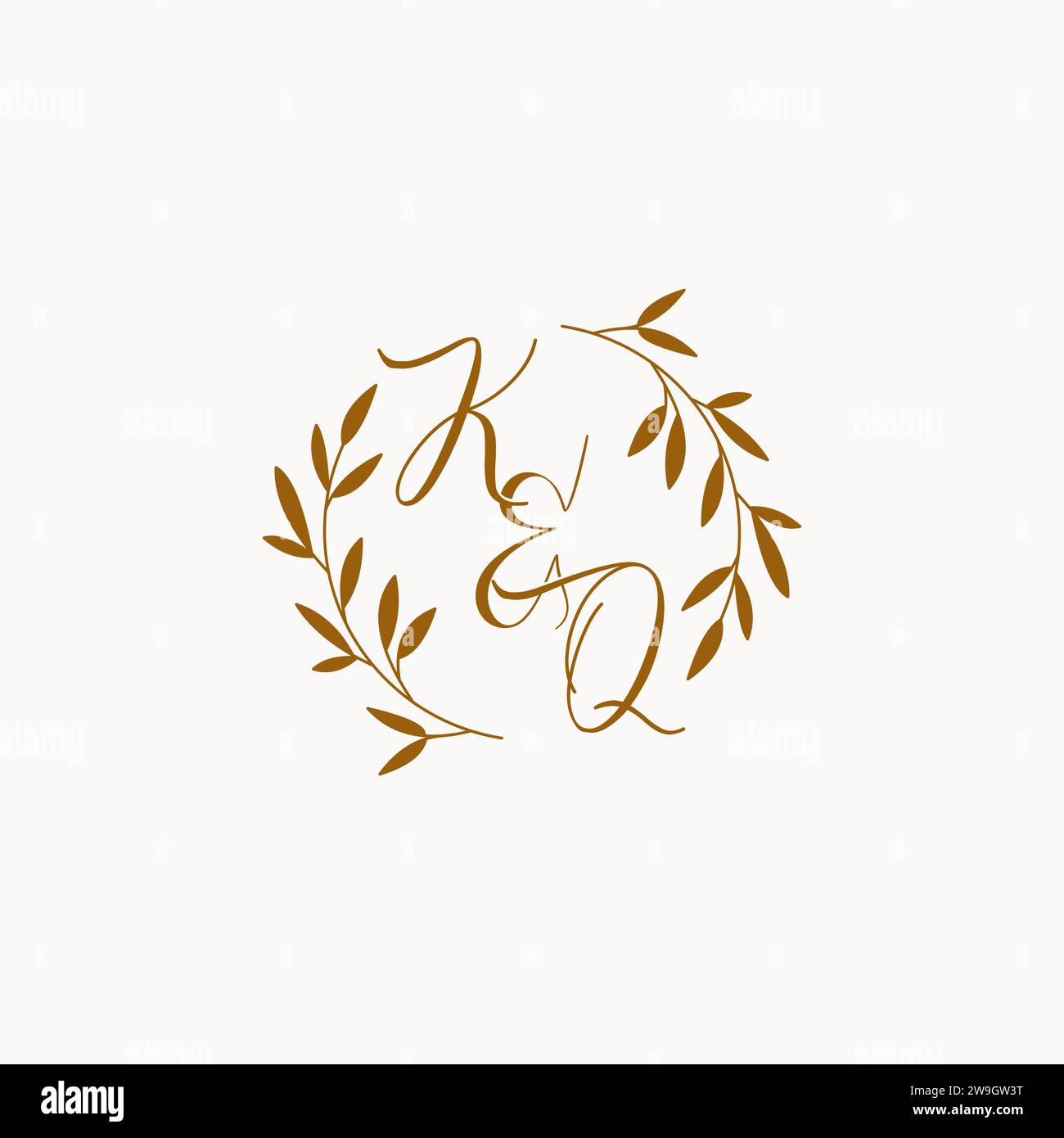 KQ Initial Wedding Monogramm Logo Design Stock Vektor