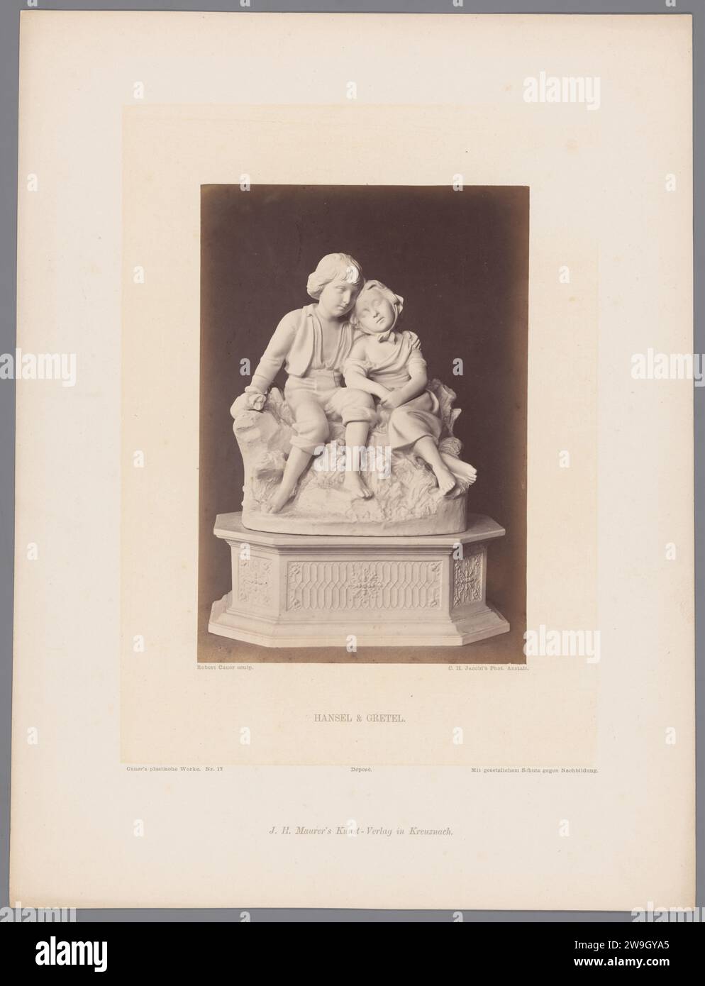 Hans und Grietje von Robert Cauer, Carl Heinrich Jacobi, 1850 - 1900 fotografischer Nachdruck. Skulptur aus Pappe mit Albumendruck. Märchen und Märchen Stockfoto