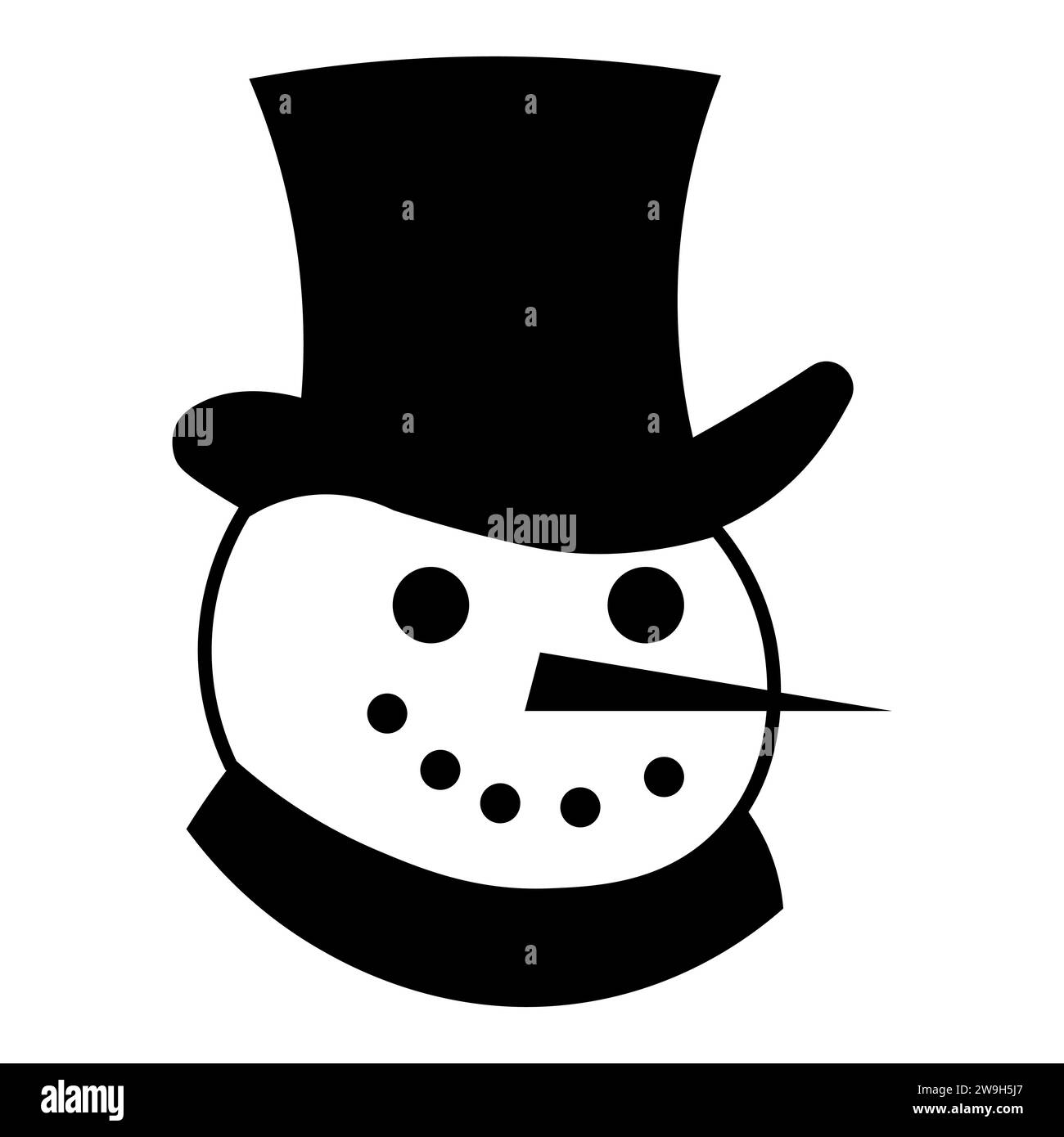 Schwarzes Vektorsymbol des Schneemanns auf weißem Hintergrund Stock Vektor