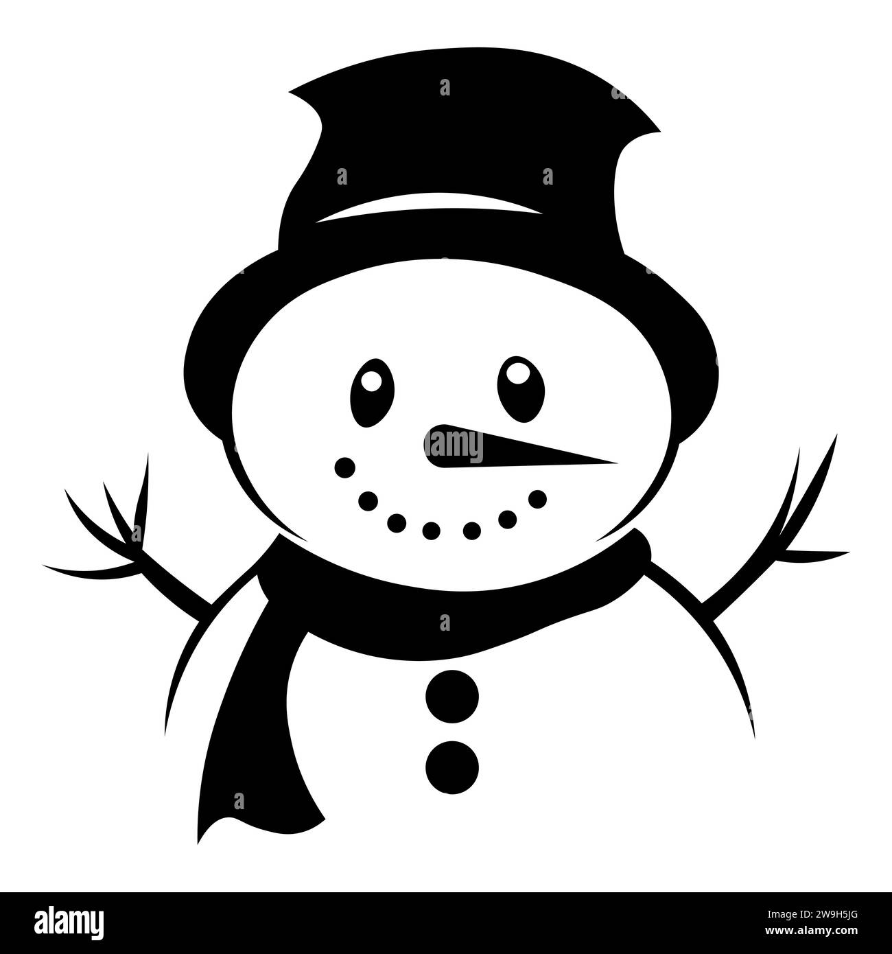 Schwarzes Vektorsymbol des Schneemanns auf weißem Hintergrund Stock Vektor